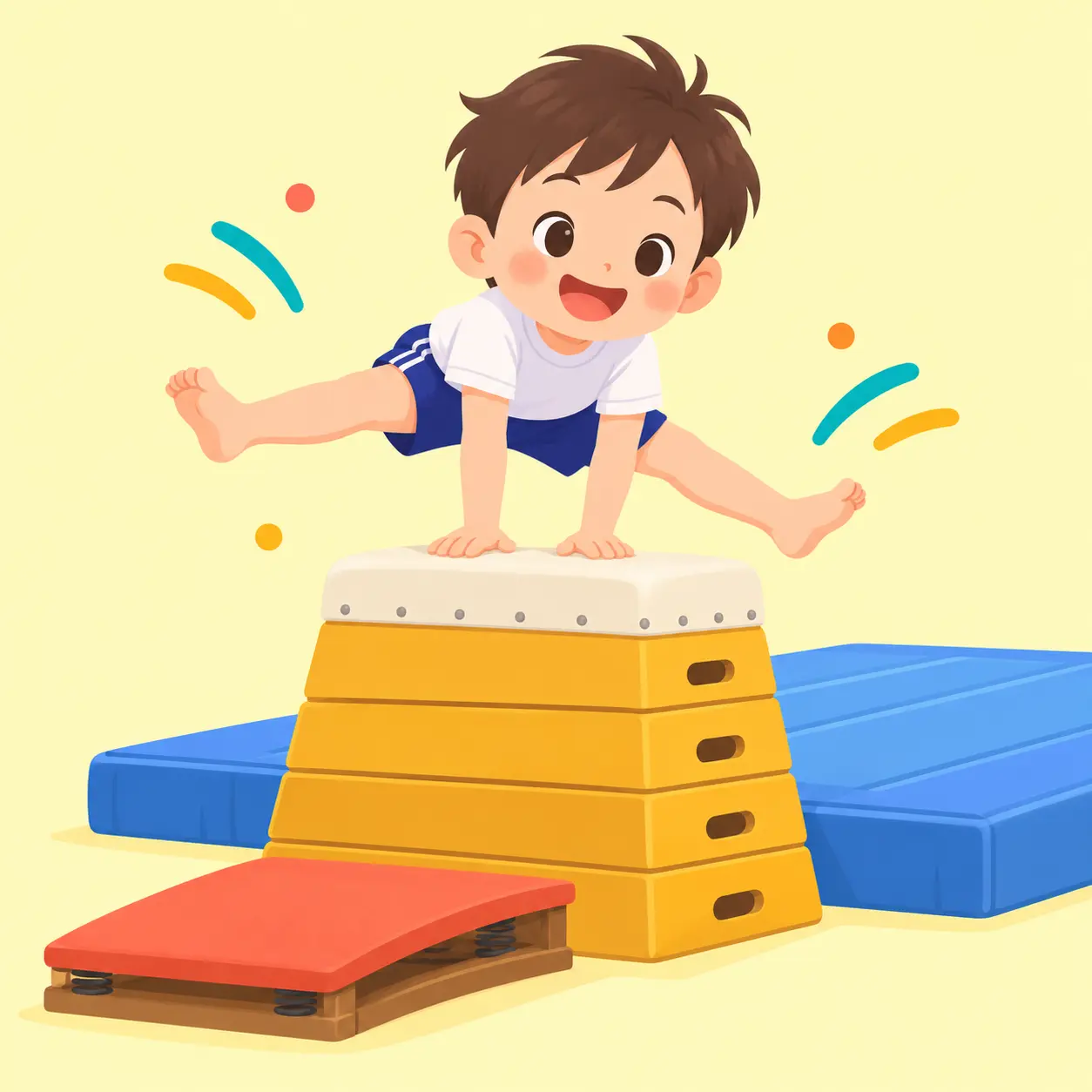 跳び箱をする子ども