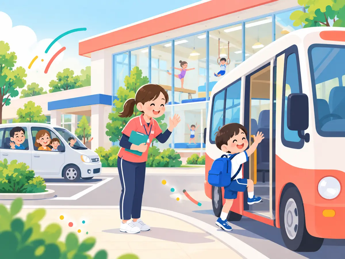 送迎バスに乗る子ども